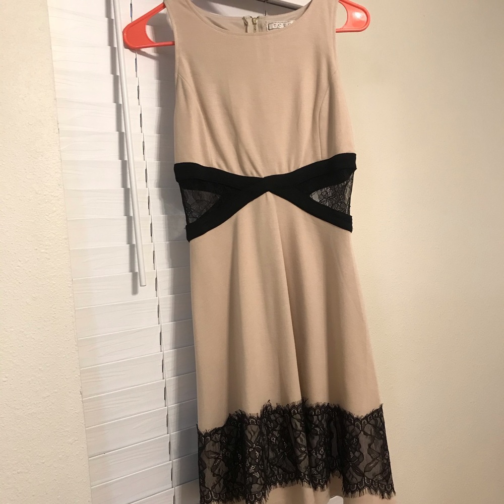 Nude lace overlay dress a-line